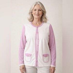 Ann Taylor LOFT Two-Tone Pink Pocket Cardigan